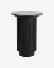 ERIE rundt sidebord i træ og marmor - ø40 cm - sort