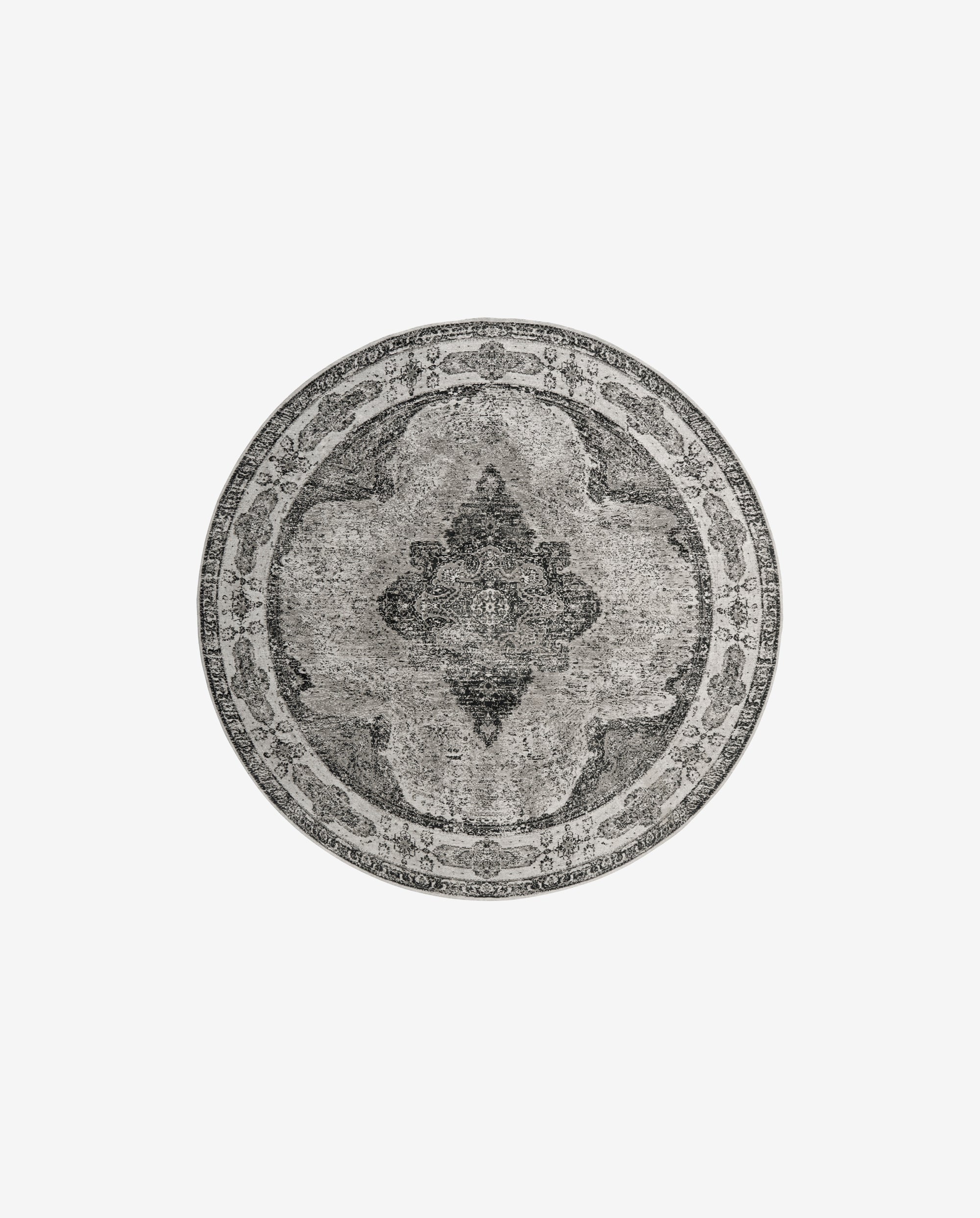 VENUS rundt vævet bomuldstæppe, Ø240 - grå