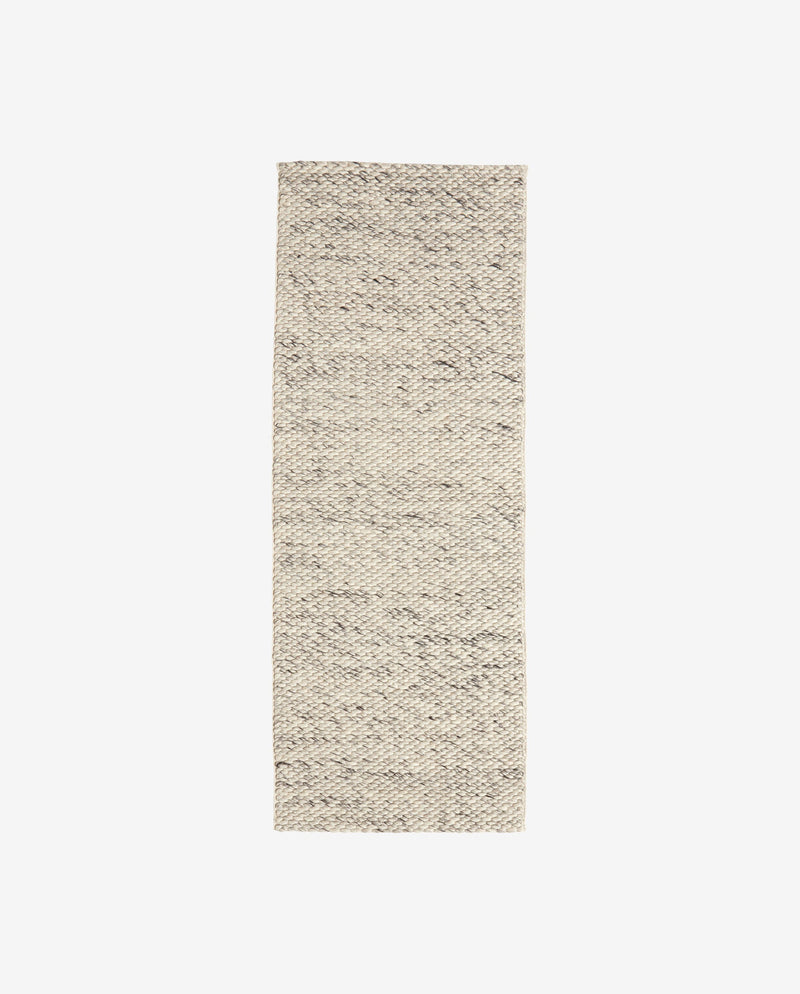 LARA håndvævet uldtæppe - 75x200 cm - elfenben/grå