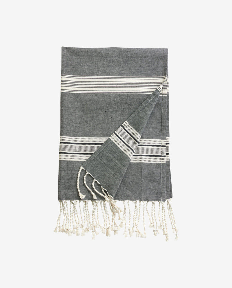 ORION håndklæde i bomuld - 70x140 cm - off white/sort