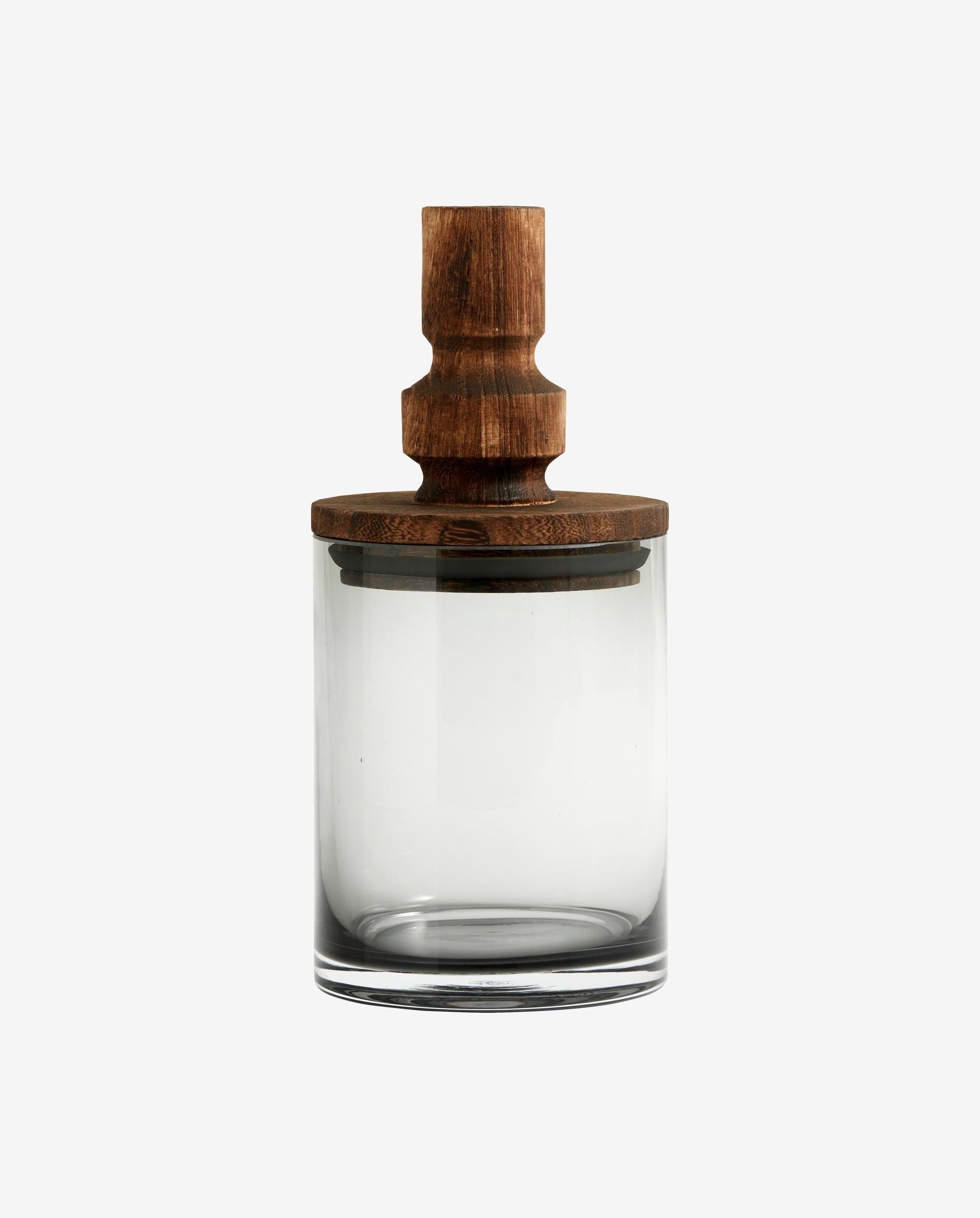 SALVIE opbevaringsglas med låg i træ, S - brun