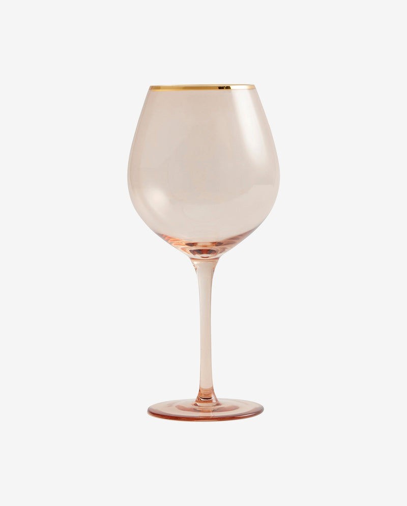 GOLDIE vinglas med guldkant - h23 cm - fersken