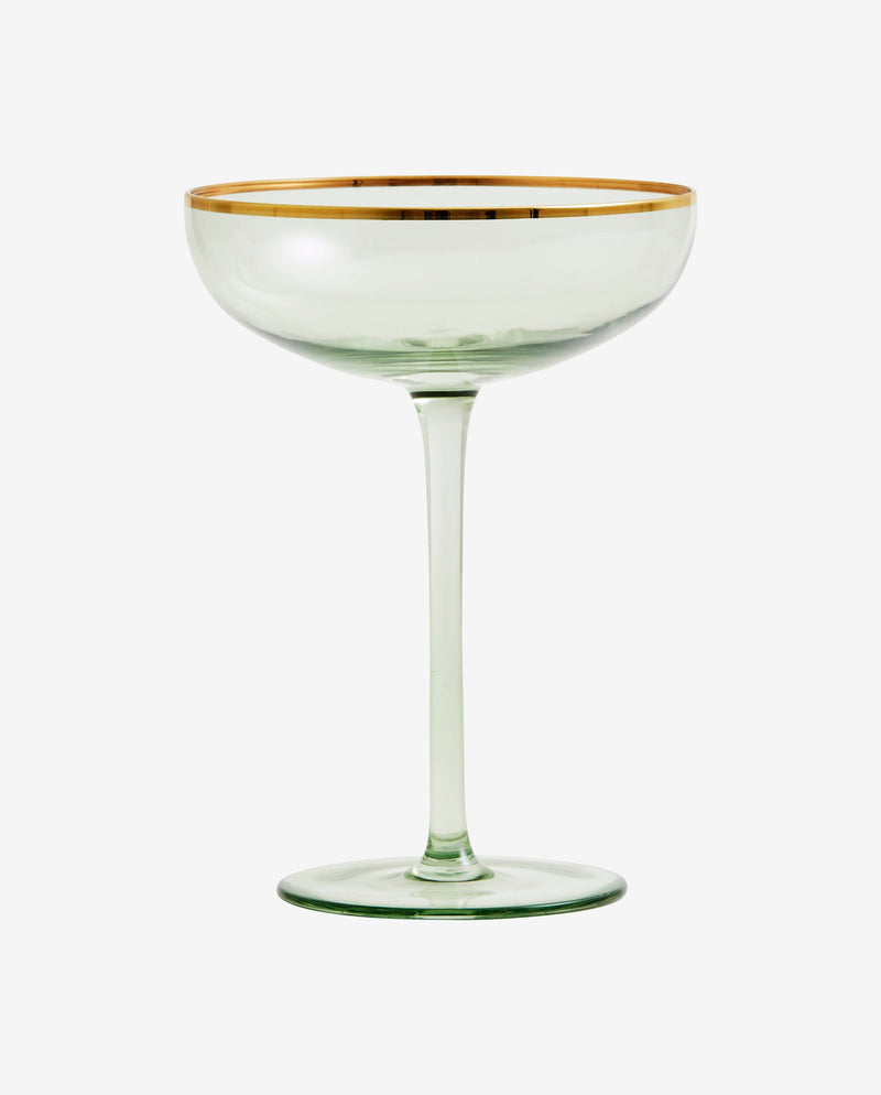 GREENA cocktail glas med guldkant - h16 cm - grøn