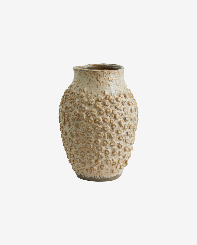 NORMAN vase i keramik - small - beige/brun