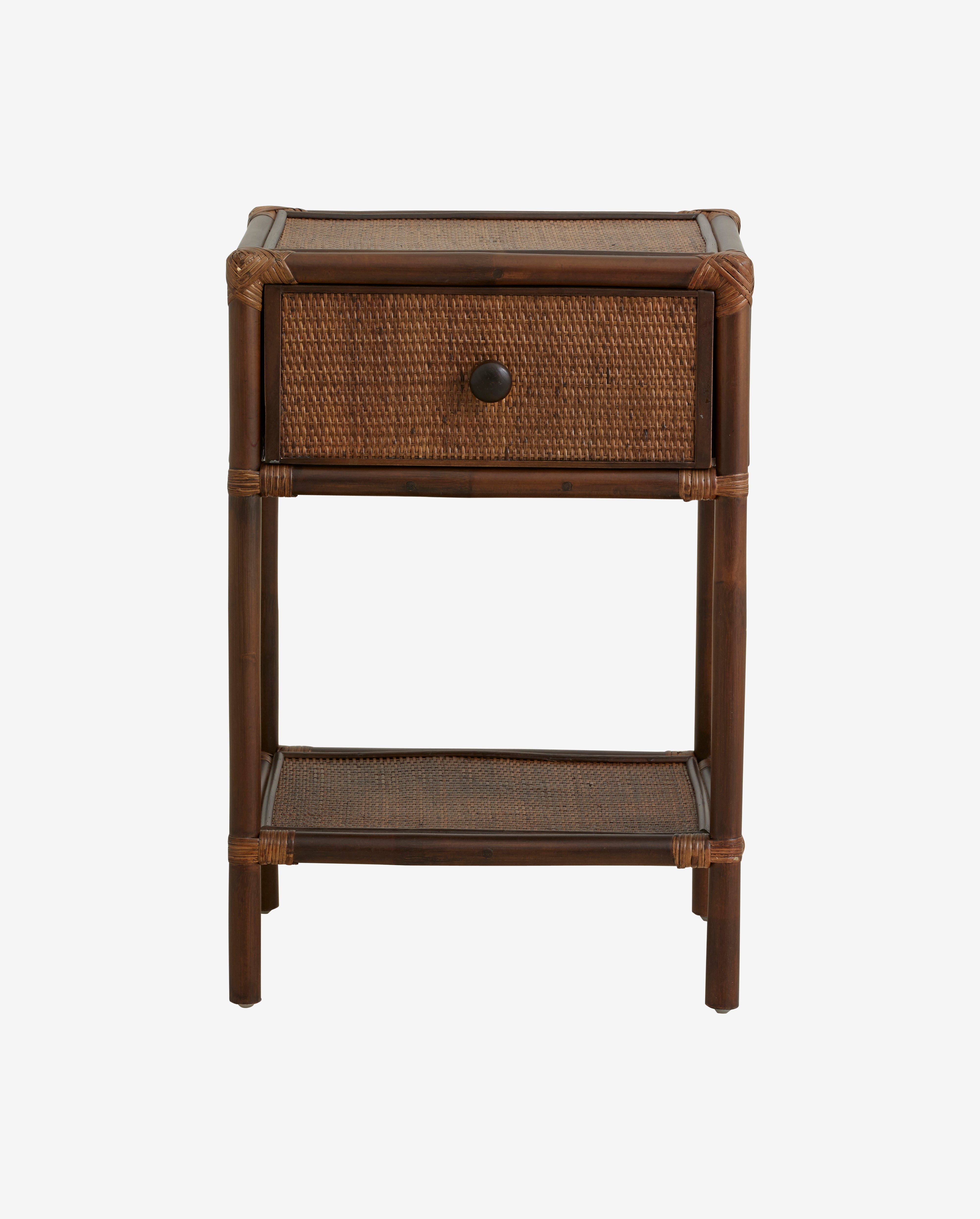 HAYES sidebord/sengebord i rattan - brun