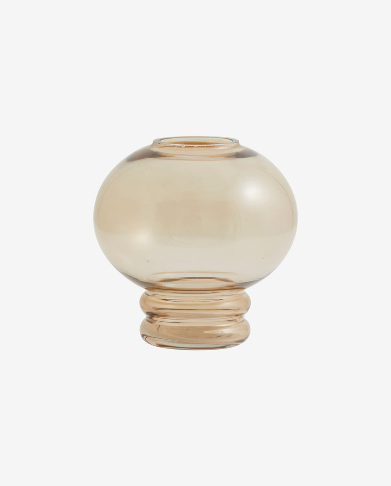GOLI vase/lysestage i glas h12,5 cm - lys brun