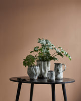 HENRY vase i keramik h35 cm - brun/hvid/grøn