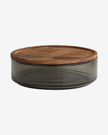 BASIL opbevaringsglas med låg i træ - 1300 ml - nordal.dk