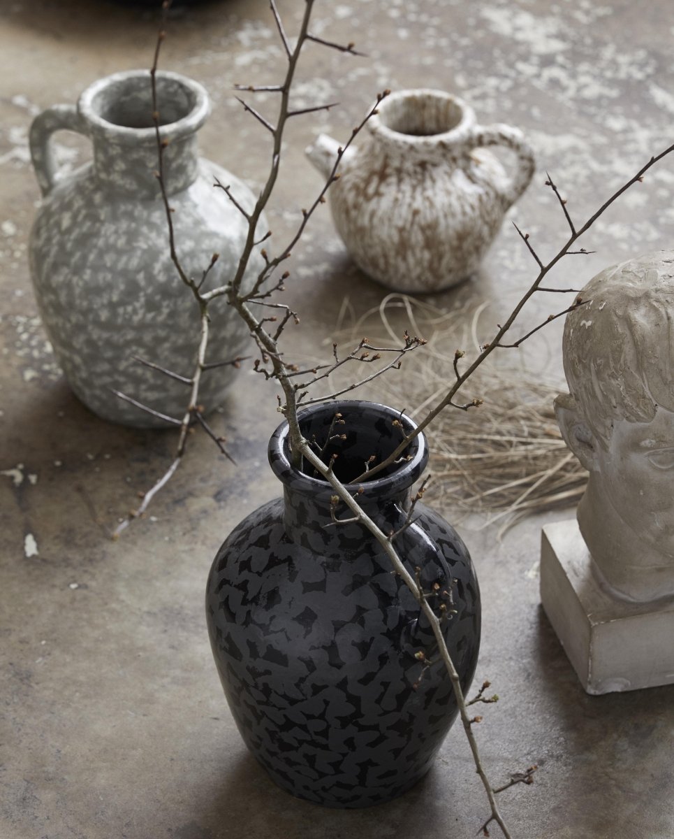 BATAM vase, glaseret - sort - nordal.dk