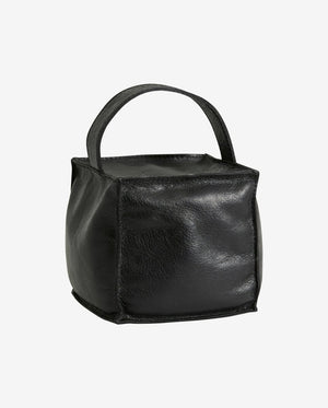 COOK dørstopper i læder med hank - 12x12 cm - sort - nordal.dk