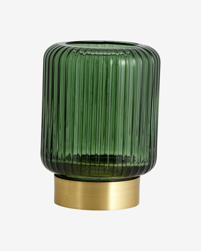 ELLA fyrfadsstage i glas - h11 cm - grøn - nordal.dk