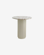 ERIE cafebord i træ og marmor - råhvid, brun, beige - nordal.dk