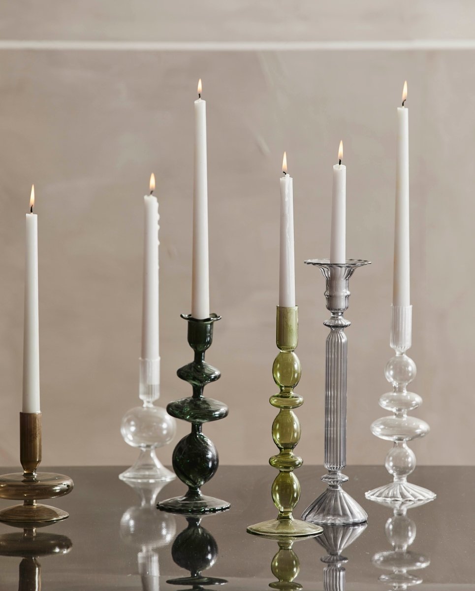 ERISKA lysestage i glas - h23 cm - klar glas - nordal.dk