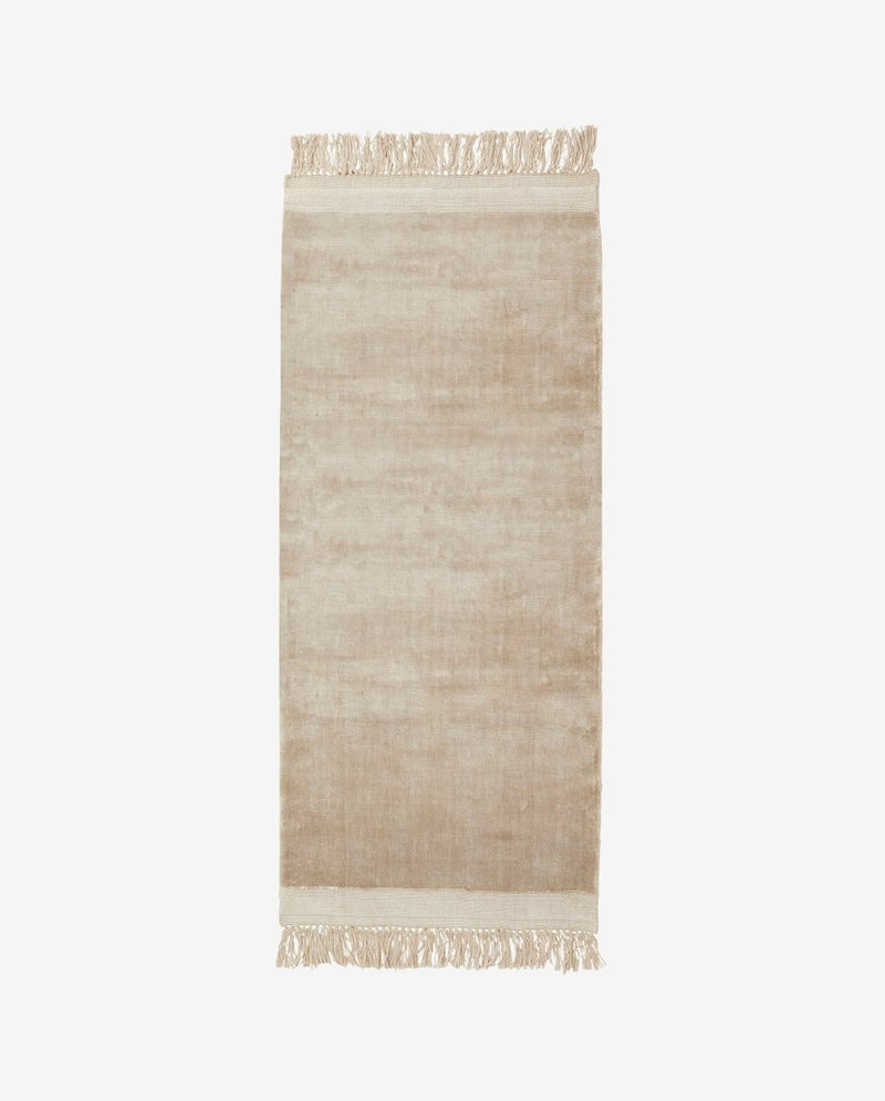 FILUCA shiny tæppe med frynser - 75x200 - beige - nordal.dk
