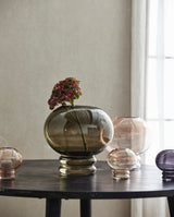 GOLI vase/lysestage i glas h12,5 cm - lys brun - nordal.dk