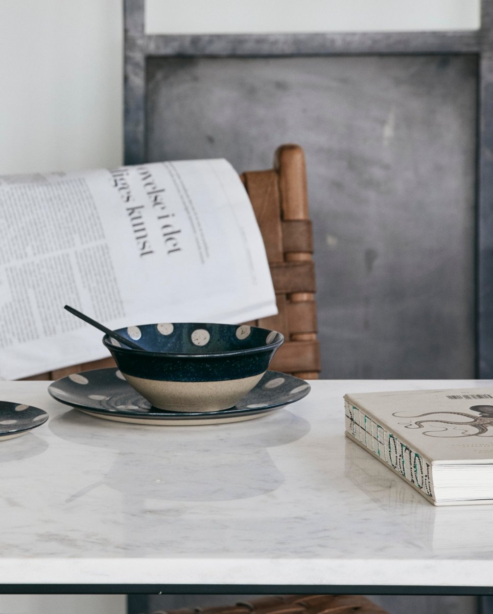 GRAINY skål i keramik - ø15 cm - mørkeblå/sand - nordal.dk