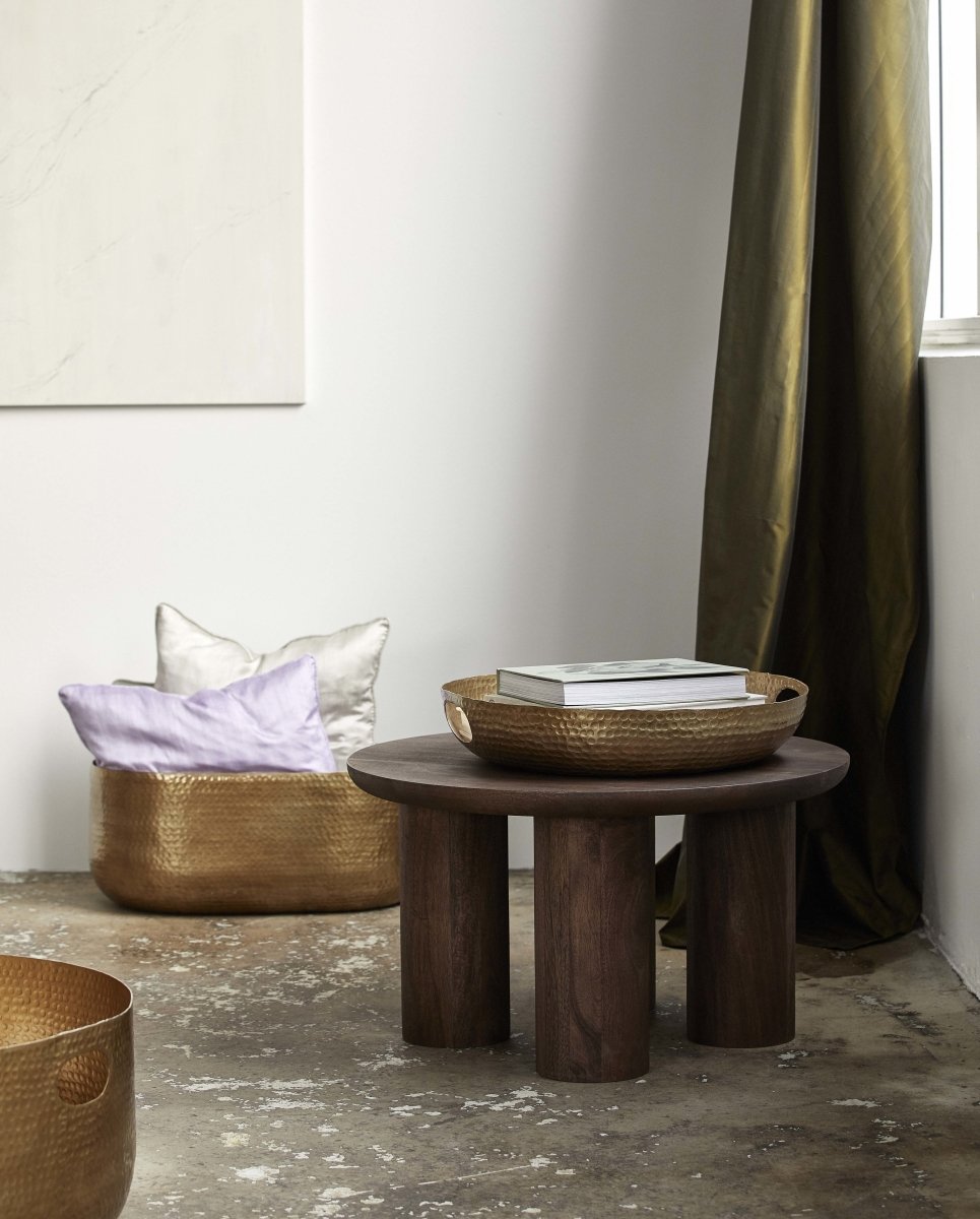 LAIKA kurv i aluminium - small - ø51 cm - guld - nordal.dk