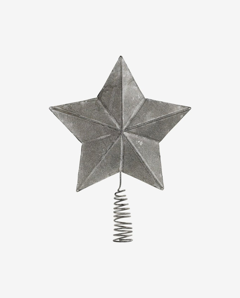 LUZIA topstjerne i metal til juletræ - h32 cm - grå - nordal.dk