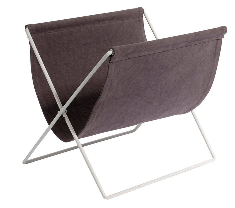 Magazine holder, grey canvas, white rack - nordal.dk