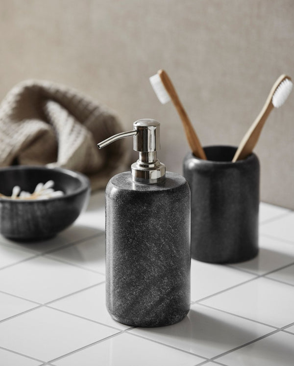 MARBLE skål i marmor - ø13 cm - sort/grå - nordal.dk
