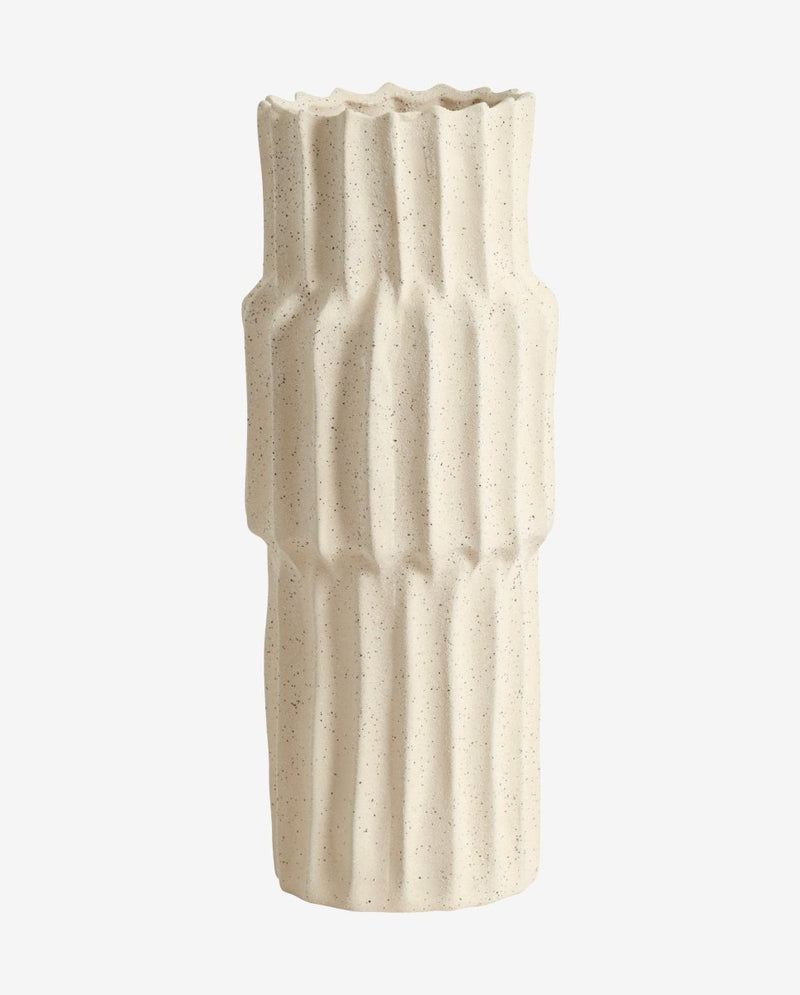 NAGO høj vase i stentøj - medium - h36 cm - creme - nordal.dk