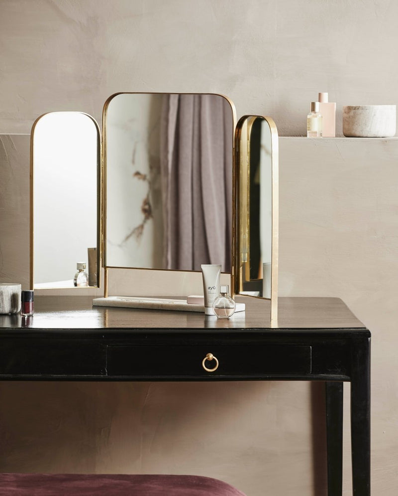 OTUS bordspejl - H57,5 cm - guld/hvid marmor - nordal.dk