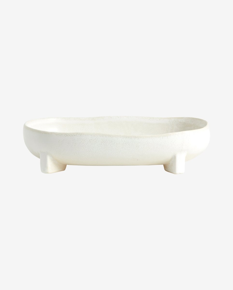 PEMBA fad i keramik - large - 28x17 cm - offwhite - nordal.dk