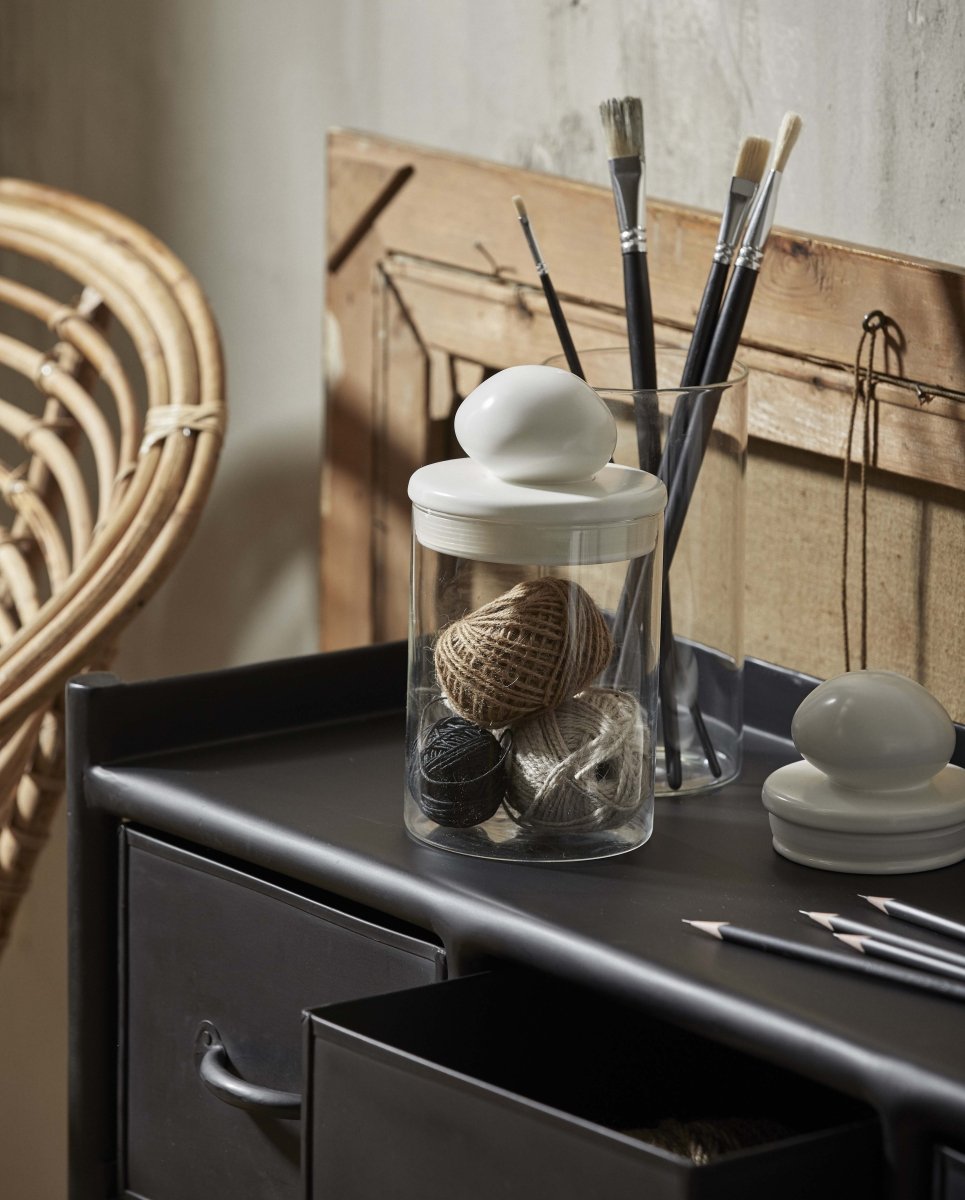 PLUM opbevaringsglas med låg i keramik - klar - nordal.dk