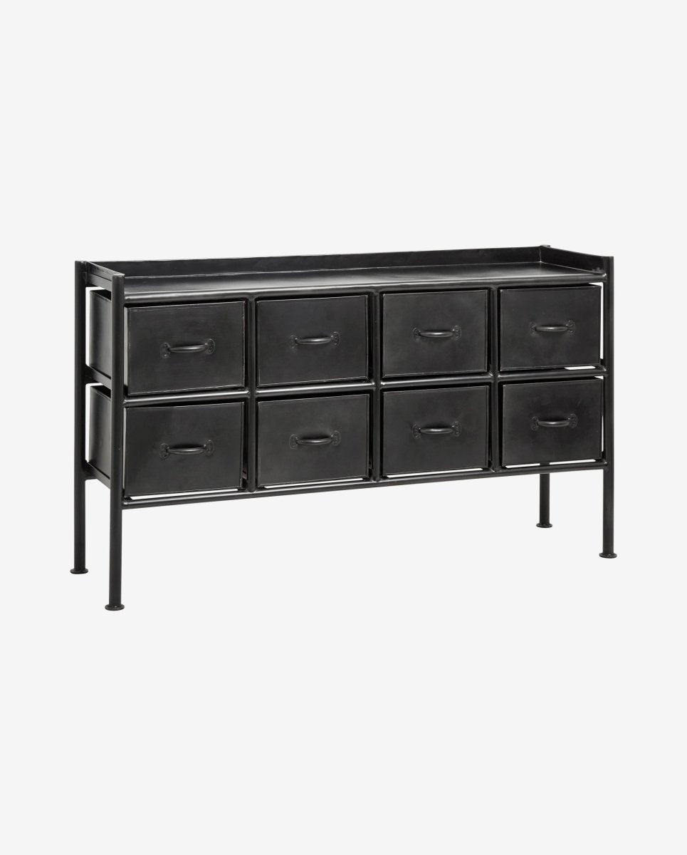 PORTLAND skænk i jern m/8 skuffer - 66x116 cm - sort - nordal.dk