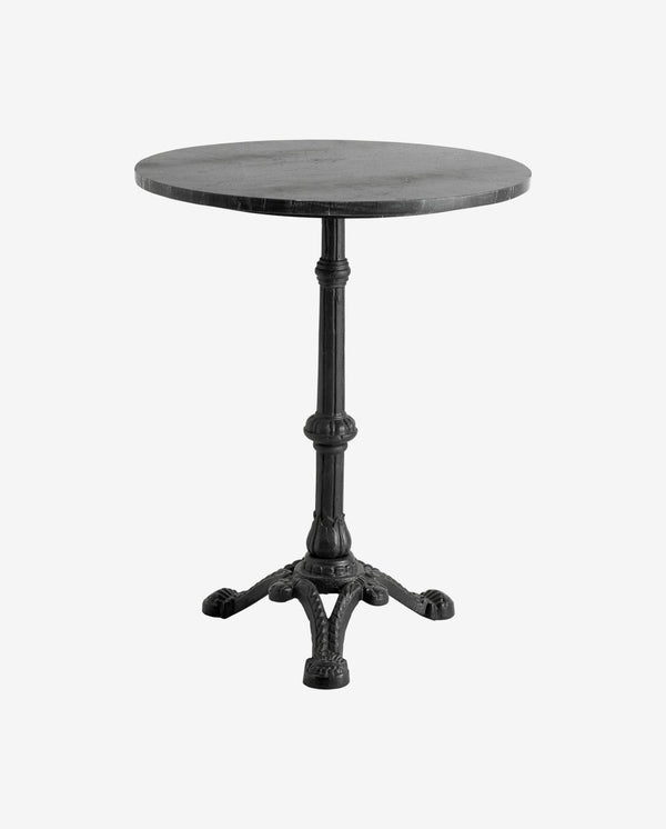 Rundt cafébord i jern og marmor - ø60 cm - sort - nordal.dk