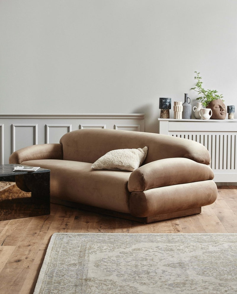 SOF sofa med betræk i velour - L214 cm - lys brun - nordal.dk