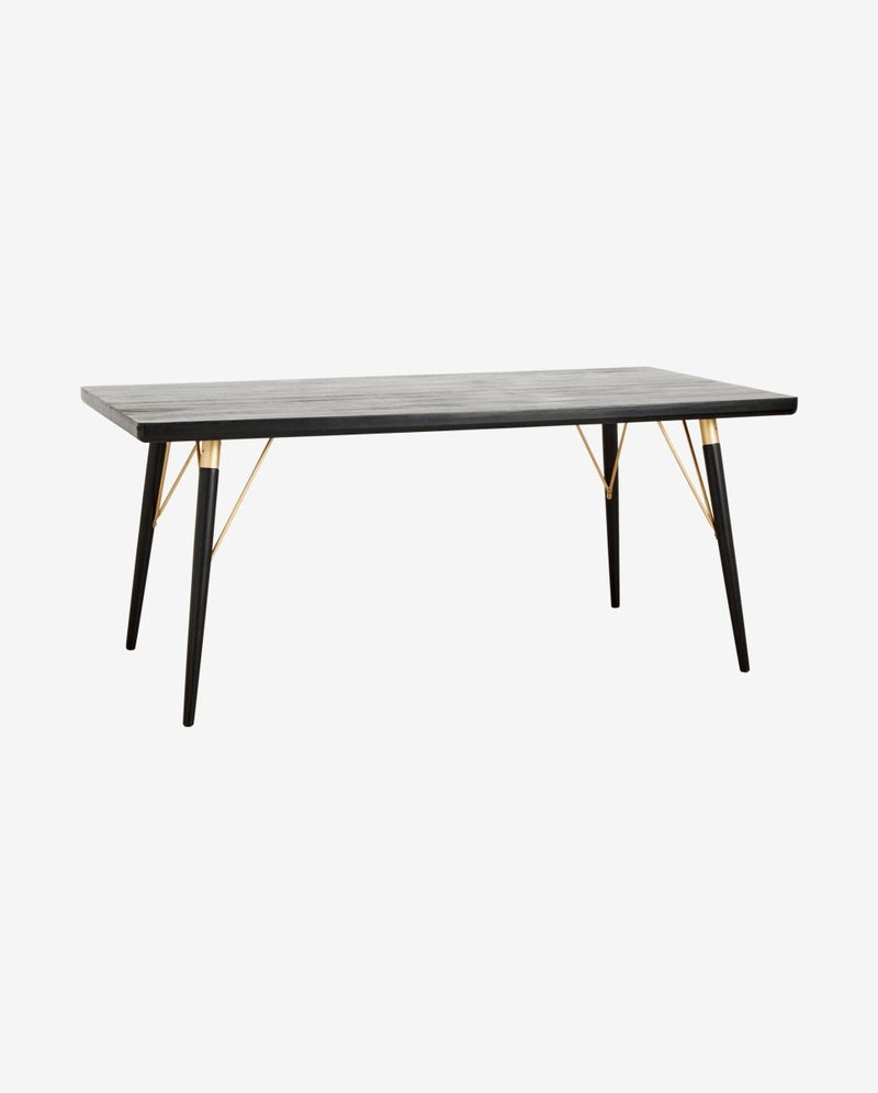 Spisebord i træ - 180x90 - sort/mat guld - nordal.dk