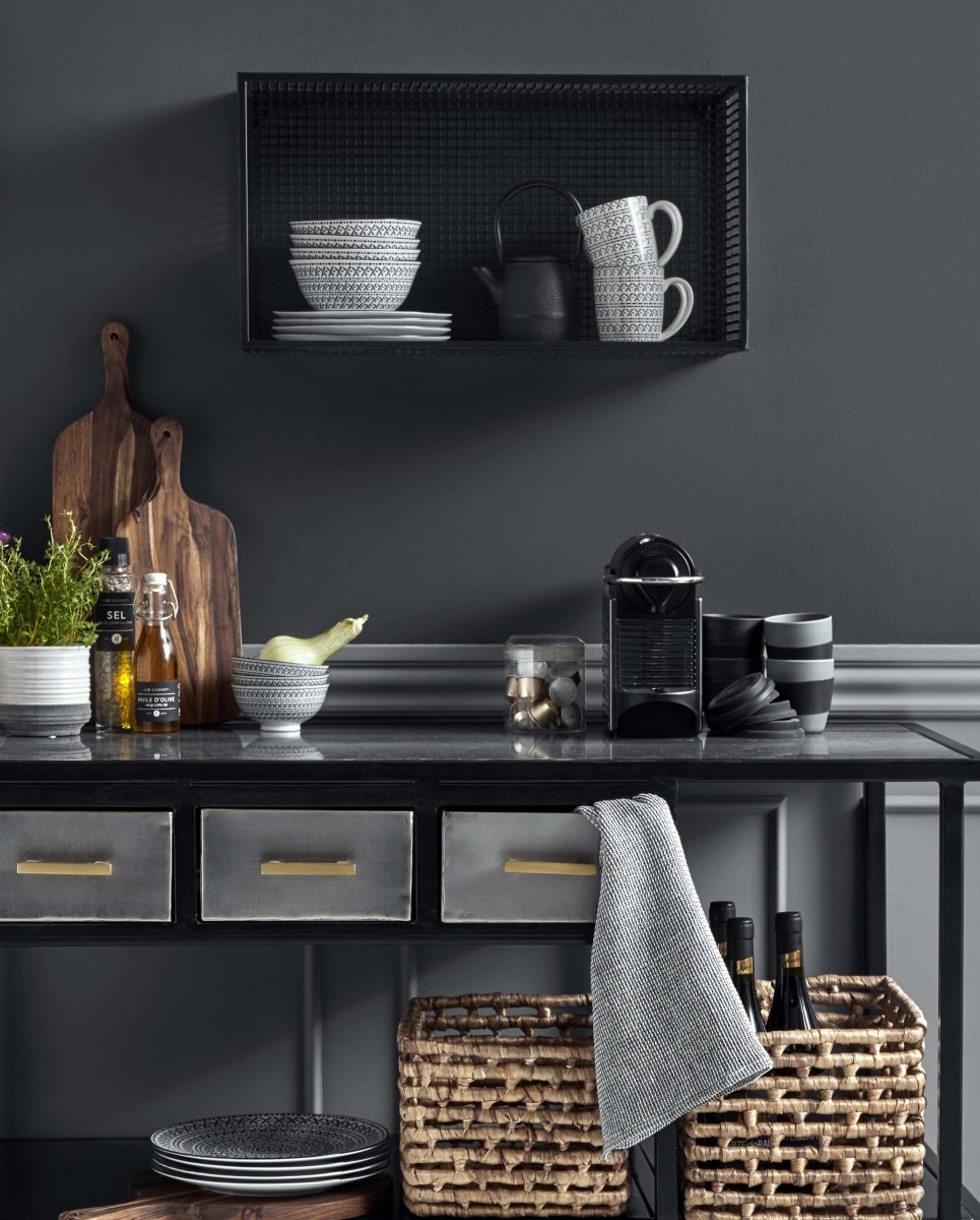 Vaffelvævet viskestykke - hvid/sort - nordal.dk